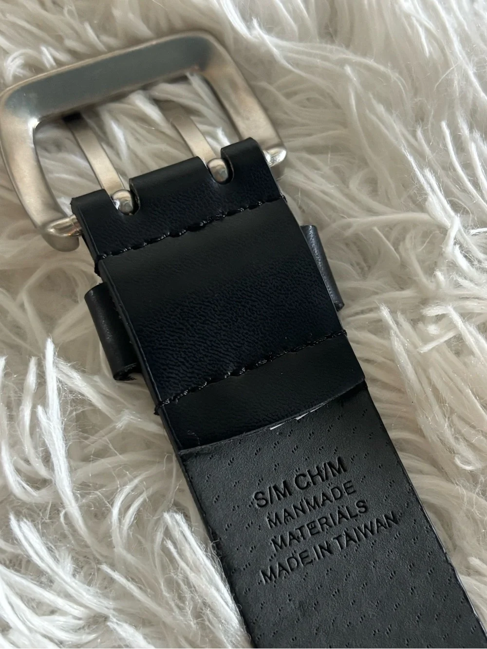Men's Black Double-Prong Leather Belt